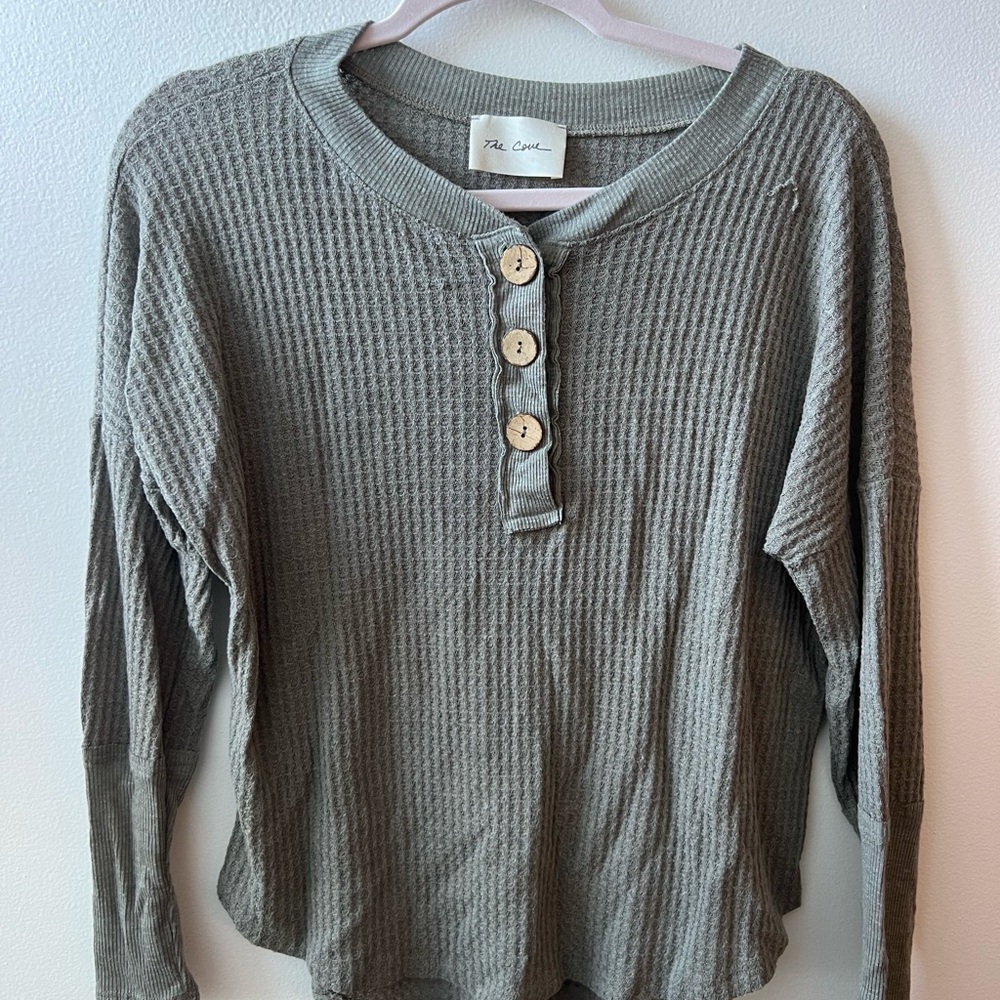 Green waffle long sleeve